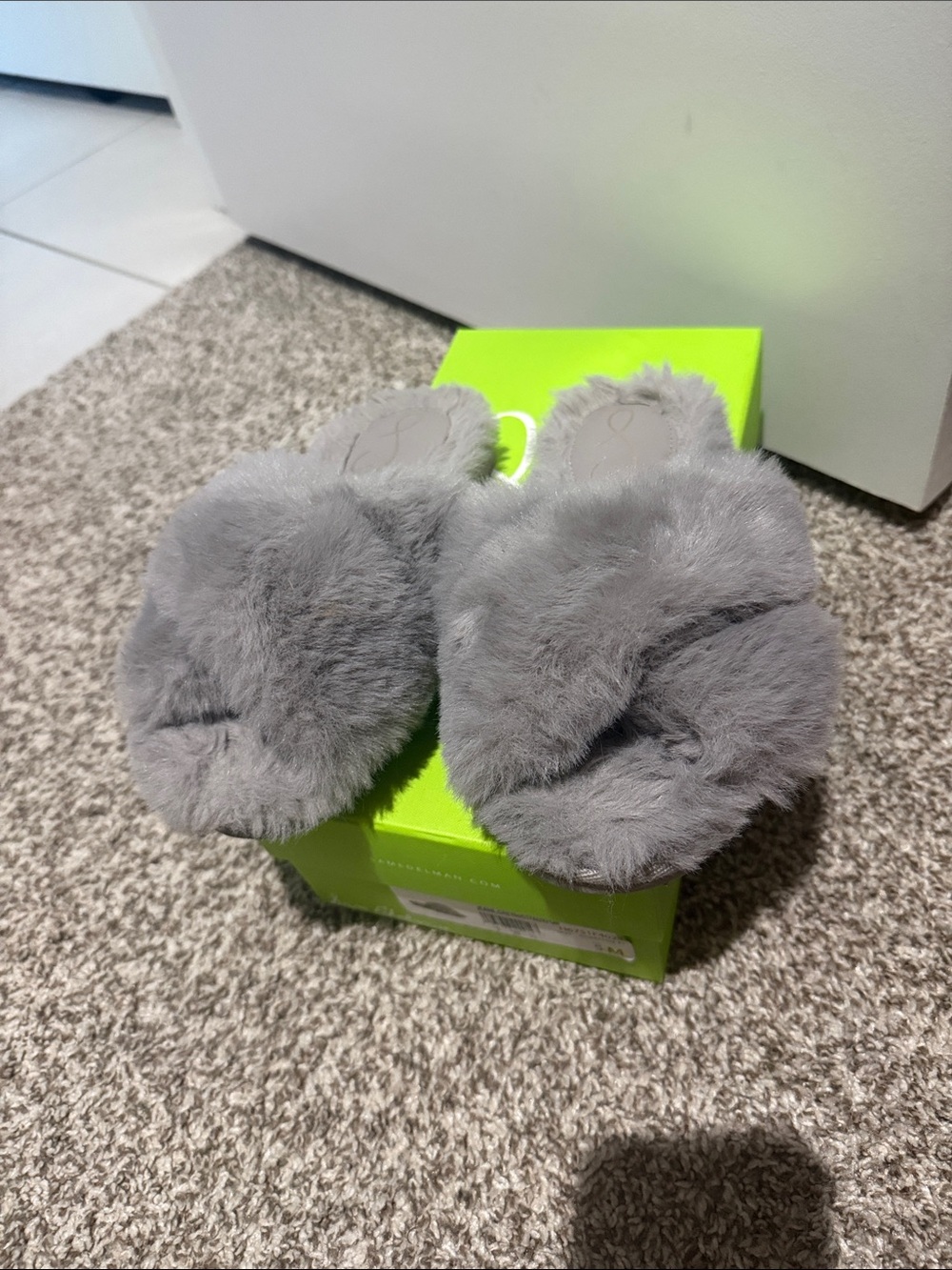 Sam Edelman Plush Gray Faux-Fur Slippers
